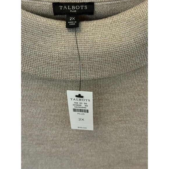 NWT Talbots Size 2X Sabrina Wool Metallic Gold "Mink Heath" Sparkle Sweater - Picture 4 of 7